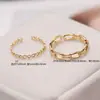 Anillo movible en forma de cadena de oro real de 18k recubierto de cobre, accesorio de joyería DIY hecho a mano, material base para montaje de anillos