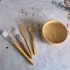 Tazón para mascarilla de bambú, cuchara para mascarilla, traje de dos piezas, palo para mascarilla, herramienta para mascarilla casera DIY, se puede grabar LOGO