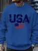Tamanho Europeu Transfronteiriço Estampa Retrô Americana Pulôver Masculino High Street Moda Moletom de Lã para Outono