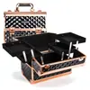 Estuche de Maquillaje de Doble Apertura, Caja de Almacenamiento para Productos de Cuidado de la Piel, Caja Portátil con Candado, Caja de Viaje, Caja de Almacenamiento, Caja de Herramientas