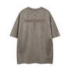 Marca de Moda High Street Camiseta de Ante de Manga Corta Bordada con Cruz para Hombre Verano Holgada Casual Cool Top de Moda para Pareja