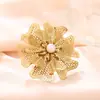 Anillo Floral Hueco Tridimensional de Múltiples Capas, Elegante y a la Moda, con un Diseño de Lujo Ligero de Alta Gama, Joyería de Anillo de Pétalos Dorados