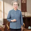 Camisas para mulheres de meia-idade e idosas, blusas de algodão para mães, mangas três quartos, roupas casuais para idosos, peças de verão leves e elegantes para avós