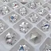 K9 Celebridad de Internet Uñas Decoradas Pedrería Súper Brillante Blanco Transparente Fondo Puntiagudo Corazón de Cristal Forma Cuadrada Gruesa Decoraciones para Uñas Pedrería Grande Irregular Venta al por Mayor
