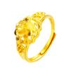 Anillo abierto europeo de flor de oro con baño de oro arena y latón de 24 quilates con estampado de corazón a corazón, ideal para regalar.
