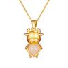 Banhado a ouro incrustado natural Hetian jade colar pingente adorável vaca clavícula cadeia antigo artesanato em forma de coração jade pingente presente