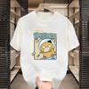 Venta al por mayor de fábrica manga corta verano amantes patrón estampado inglés camiseta Joker top holgado cuello redondo