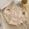 Ropa Interior de Algodón Puro Floral Pastoral para Mujer Ribete de Encaje Estilo Puro Deseo Lazo Dulce Chica Puro Deseo Bragas de Cintura Media para Mujer