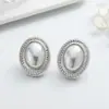 Pendientes de Botón Geométricos Retro de ABS con Perlas de Imitación, Pendientes Metálicos de Alta Gama para Mujer, Pendientes Sencillos y Versátiles para el Día a Día con Estilo Elegante