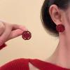 Pendientes Ankara Rojos Otoño e Invierno 2025 Pendientes Geométricos Personalizados para Mujer Más Fáciles de Combinar Temperamento Pendientes de Círculo Grande