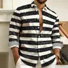 Camisa masculina listrada de manga comprida Amazon transfronteiriça