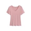 Camiseta de manga corta con cuello en V, estilo Pure Desire, para mujer, básica, drapeada, con hombros descubiertos y cintura ajustada, de color liso, para verano.