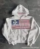 Moda Otoñal Estilo Americano Multiarte Artículo Único Estampado de Bandera Nacional Sudadera Unisex Libre y Hermosa Sudadera Urbana