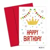 Cartão de Feliz Aniversário Estilo Inglês Festa Bolo Balões com Envelope Mensagem de Bênção Cartão de Aniversário