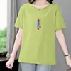 Camiseta de Manga Curta de Verão para Mulheres, Caimento Solto, Estilo Coreano, Versátil, Gola Redonda, Ombro Normal, Juvenil, Fina, Tamanho Grande, Top da Moda