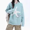 2025 Novo Tricô Americano Retrô de Pelúcia Estrela do Mar Gola Redonda para Homens e Mulheres no Outono e Inverno Estilo Preguiçoso Macio e Aconchegante Marca Tendência Tricô