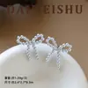 Brincos de Prata S925 Estilo Coreano Ins Moda Doce Pérola Olho de Gato Laço Brincos Versáteis de Luxo Leve High-End