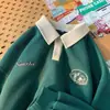 Moletom Retro Americano com Gola Polo para Homens, Ombro Normal, Caimento Solto, Design Tendência de Marca Ins, Jaqueta Meio Zíper de Nicho para Primavera e Outono