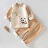 Traje de terciopelo para bebé, ropa cálida para bebé, traje de otoño e invierno, cárdigan grueso, conjunto de dos piezas de invierno para bebé de hombre.