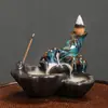 Quemador de incienso de reflujo transfronterizo alta montaña y agua que fluye quemador de áloe y sándalo ceremonia del té Zen decoración creativa para el hogar interior estufa de cerámica