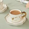 Tetera de cerámica para té y café con platillo Amazon Venta Caliente Regalo de Acompañamiento Características Juego de Té Chapado en Oro Soporte logo