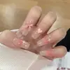 Adesivo de unha degradê longo para unhas de amor, estilo unhas de garota, peça de unha com estrela e laço, unha removível