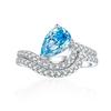 Anillo de plata esterlina transfronteriza de 6*9 colores con diamantes rosas, anillo de plata azul y oro con diamantes de alto carbono, anillo de plata esterlina 925