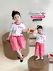 Conjunto de Niña 2026 Moda de Verano Gato de Dibujos Animados de Moda Pantalones Cuadros Casuales Conjunto de Dos Piezas para Niños