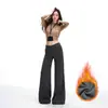 Nuevos Pantalones Deportivos Casuales de Terciopelo Grueso Microelásticos para Adelgazar con Caída Ligeramente Suelta de Trompeta para Mujer Otoño e Invierno 2025