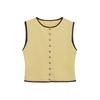 Chaleco de Lana Tejida Simple de Color Sólido de Cuello Redondo de un Solo Botón para Mujer de Otoño Estilo Europeo y Americano Transfronterizo
