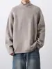 Suéter liso de gola alta para homens, tricô novo de outono com mangas compridas, suéter casual para usar por baixo para homens, roupas masculinas