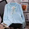 Suave chaqueta de punto con cordones, cuello redondo y botones de corazón, estilo coreano, nueva para otoño e invierno 2026, de manga larga, para mujer
