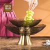 Haisiman plato de fruta de vidrio con base de cobre creativo, plato para fruta doméstico gris ahumado, plato de almacenamiento decorativo de alto valor cromático