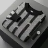 Nuevo Estilo Primavera y Otoño 2025 Suéter 100% Lana Pura para Hombre Cuello Redondo Jacquard Suéter de Lana Engrosado Holgado Combinación de Colores Suéter Básico