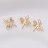 Pacote 14K Ouro Micro Zircão Borboleta Pingente Feito à Mão Pulseira Asas Pequeno Pingente Libélula Material Pingente