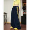 Calça Esportiva Masculina Reta Solta Estilo Americano para Jovens, Calça de Moletom Casual Hip-Hop Elegante de Alta Qualidade com Três Listras