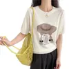 Blusas Únicas e Bonitas Estilo Coreano, Camisetas Básicas Soltas com Gola Redonda para Mulheres, Novas Camisetas Finas de Tricô de Manga Curta para o Verão