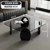 Mesa de Centro de Luxo Leve Italiana com Ondas d'Água Tampo de Vidro Temperado Design Quadrado Casa Sala de Estar Apartamento Pequeno Simples