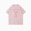 Camiseta de Manga Corta Suelta con Diseño de Estampado de Tarjetas y Lazos, Nueva de Verano, Versátil y Casual para Mujer