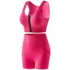 Conjunto de Top Esportivo com Zíper Frontal para Mulheres, Oco Respirável e Confortável para Corrida Fitness Shorts para Levantamento de Quadril Conjunto de Top Esportivo
