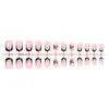 Set de 24 Piezas de Uñas Postizas Estilo Francés Color Nude y Negro, Forma Cuadrada Mediana Simple, Versátil para Uso Diario, Uñas Postizas, Puntas para Arte de Uñas