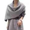 Suéter de tricô elegante com gola cachecol estilo francês para mulheres, outono casual folgado emagrecedor com amarração, branco, tamanho único
