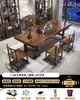 Conjunto Grande de Mesa de Chá e Cadeiras de Madeira Maciça, Uma Mesa e Cinco Cadeiras, Nova Mesa de Chá Estilo Chinês para Uso no Escritório ou em Casa, Mesa para Preparo de Chá Kung Fu