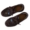 Zapatos de cuero para mujer de suela gruesa, retro, versátiles, de corte bajo, para ir al trabajo, modelo nuevo 2026, patchwork, mocasines cómodos y versátiles, modernos