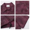 Camisa retro japonesa a cuadros desgastados de manga corta con cordón en el dobladillo para hombre, nueva blusa casual holgada versátil de verano para mujer