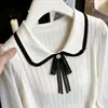 Camiseta de Manga Larga con Cuello de Muñeca para Mujer Otoño/Invierno 2026, Top de Punto de Seda Helada, Blusa Elegante, Camiseta Básica