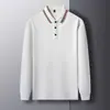 Camisa Polo Casual de Algodón Puro para Primavera y Otoño, Camiseta Básica Simple de Manga Larga para Hombre, Camiseta Holgada de Moda para Hombres de Mediana Edad