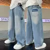Calças de Primavera e Outono para Meninos, Novo Estilo para Crianças Maiores, Roupas de Outono para Meninos, Jeans Soltos para Crianças, Atacado e Dropshipping
