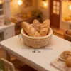 Cesta de Pão de Renda Simulada Bandeja de Resina Cena de Micro Paisagem Decoração de Casa de Bonecas Ímã de Geladeira DIY Materiais