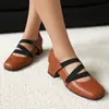 Novos Sapatos Baixos Mary Jane Femininos Bico Quadrado Salto Grosso Salto Médio Elástico Velcro Sapatos Casuais 40-43 Sapatos de Exportação